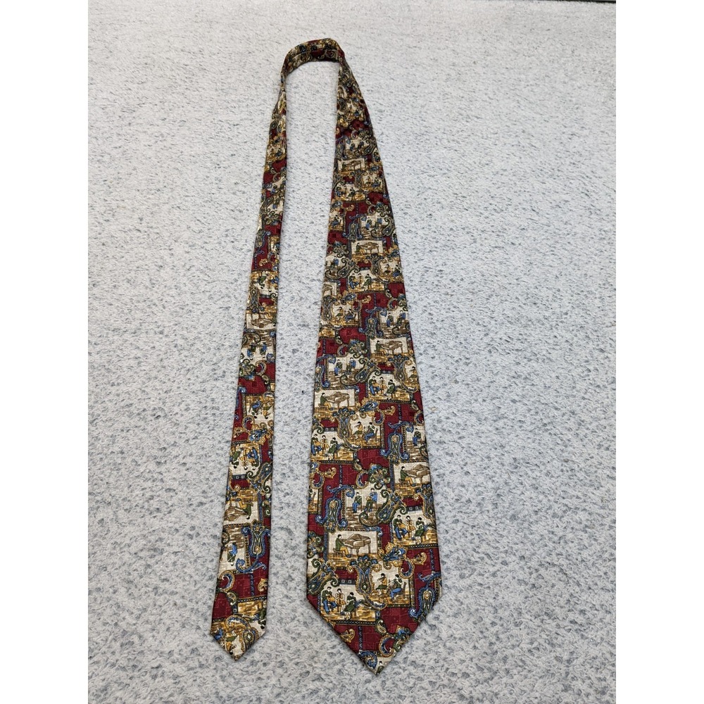 Vintage Andrea Sarti Renaissance Theme Silk Tie Made in Italy Elegant Unique - Picture 3 of 8
